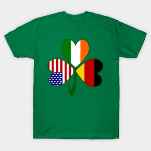 Germany Ireland USA Flags Shamrock T-Shirt